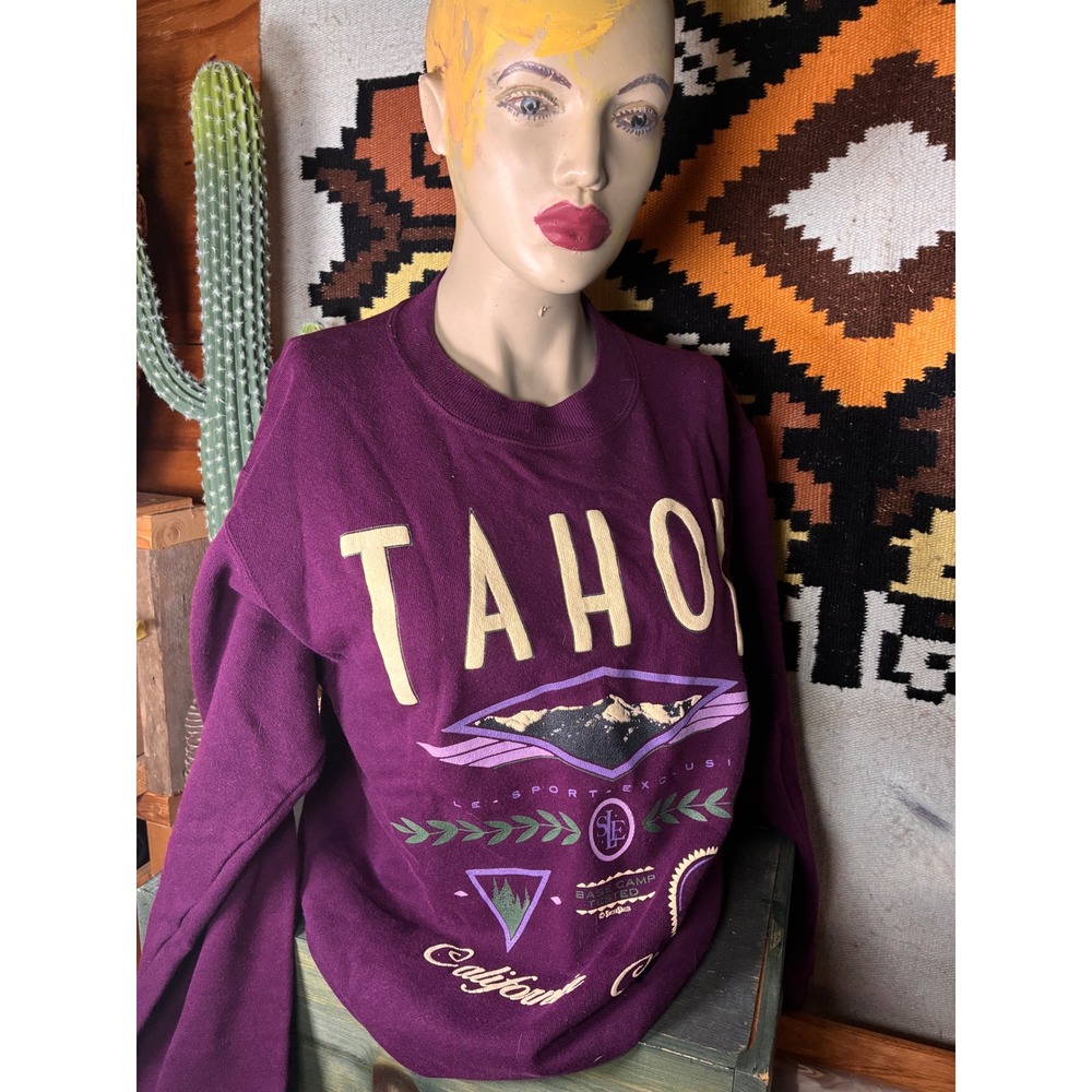 Hanes Tahoe Sweatshirt Mens Medium Purple Excellent Vintage Graphic California